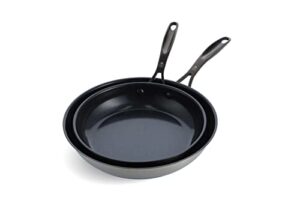 bk ceramic black, ceramic nonstick induction 9.5" and 11" nonstick frying pan skillet set, pfas free, dishwasher safe, black