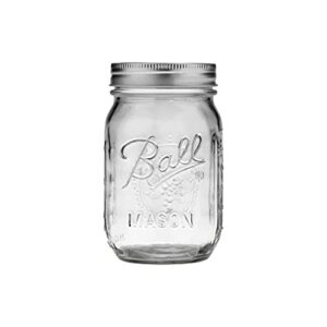 ball regular mouth pint (16 oz.) mason jars with lids and bands, for canning or drinkware, 8 count