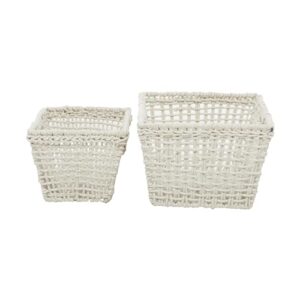 Deco 79 Farmhouse Cotton Storage Basket, 9", 8"H, White