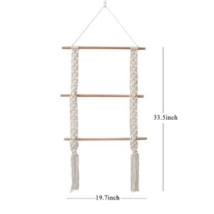 Ochine Macrame Wall Hanging Shelf Wall Towel Racks Boho 3 Tier Handmade Floating Shelves Toilet Paper Display Rack Farmhouse Towel Holder Plant Decor Shelf for Bathroom Kitchen Home Decor