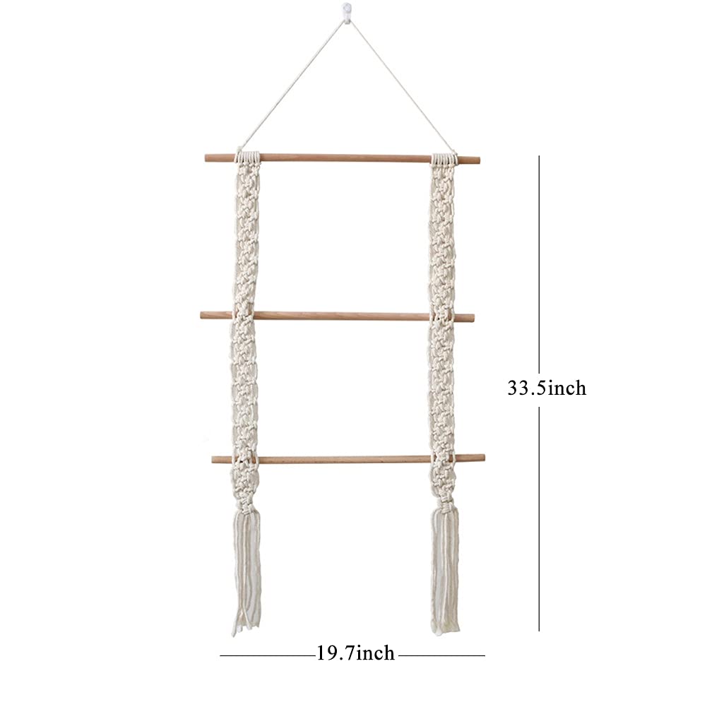 Ochine Macrame Wall Hanging Shelf Wall Towel Racks Boho 3 Tier Handmade Floating Shelves Toilet Paper Display Rack Farmhouse Towel Holder Plant Decor Shelf for Bathroom Kitchen Home Decor