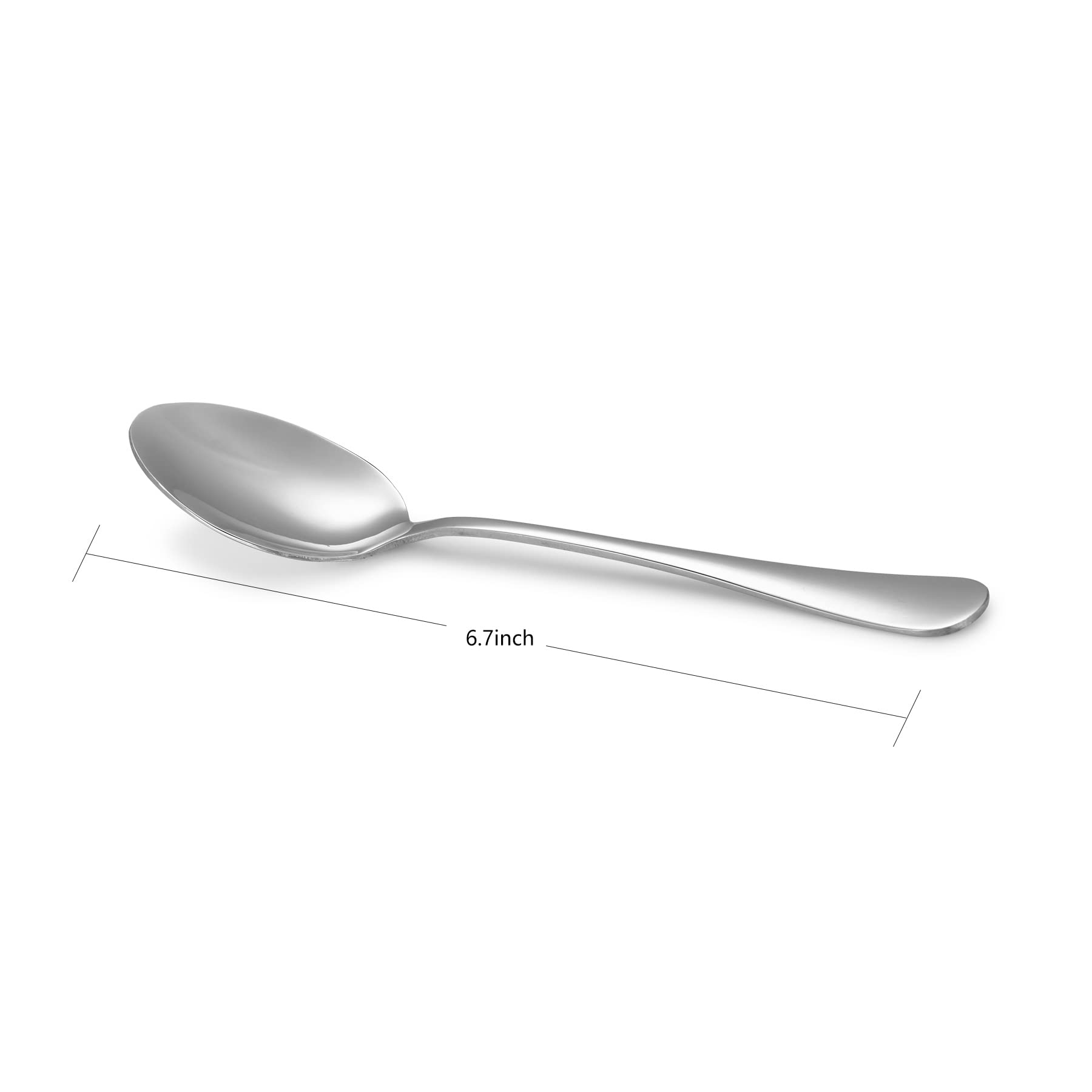 KOLEEP Teaspoon Pack for 12, Stainless Steel 12-Piece Table Dessert Spoons Set(Silver 6.7 Inches)