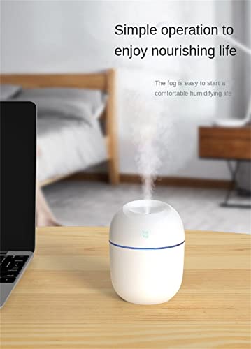 Portable Mini Humidifier, 220ml Small Cool Mist Humidifier, USB Personal Desktop Humidifier for Baby Bedroom Travel Office Home, Auto Shut-Off, 2 Mist Modes, Super Quiet (White)