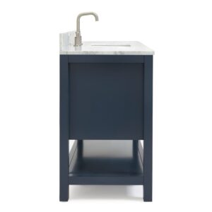 ARIEL Bayhill 43 in. Rectangle Sink Vanity with Carrara White Marble Countertop in Midnight Blue