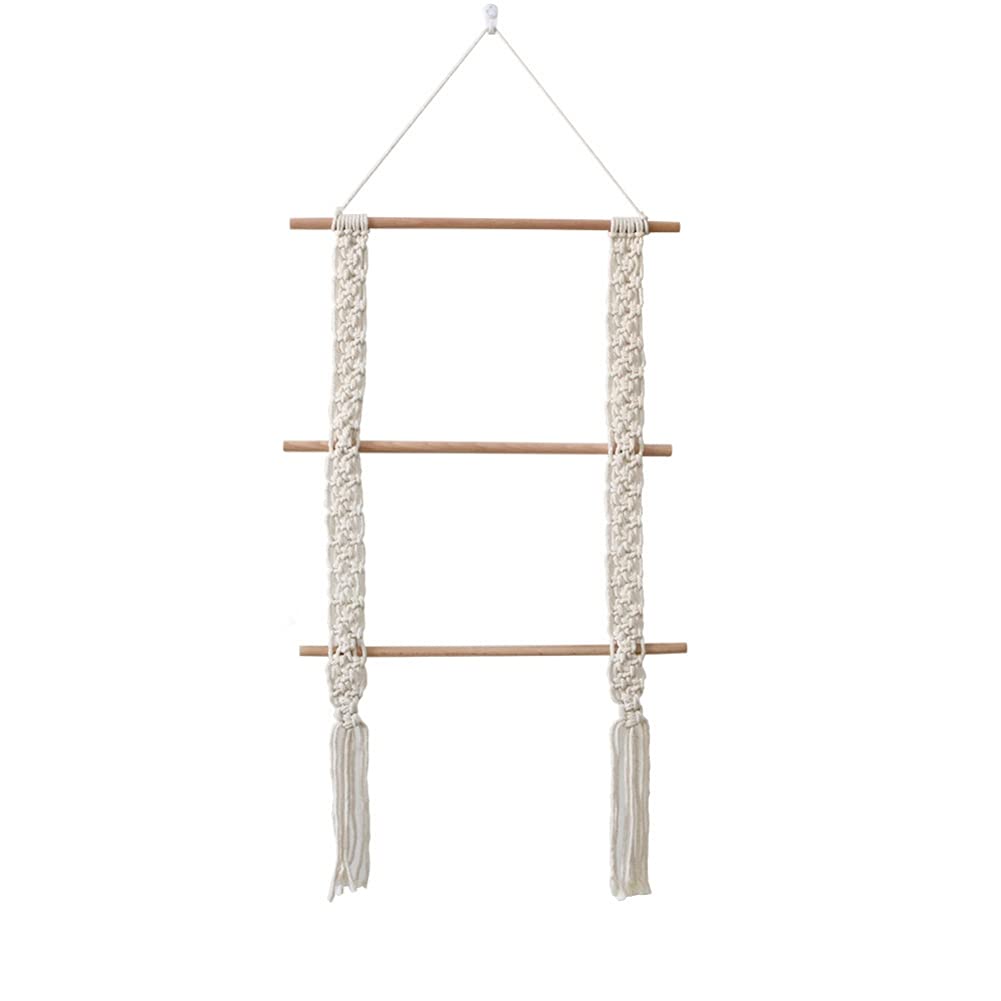 Ochine Macrame Wall Hanging Shelf Wall Towel Racks Boho 3 Tier Handmade Floating Shelves Toilet Paper Display Rack Farmhouse Towel Holder Plant Decor Shelf for Bathroom Kitchen Home Decor