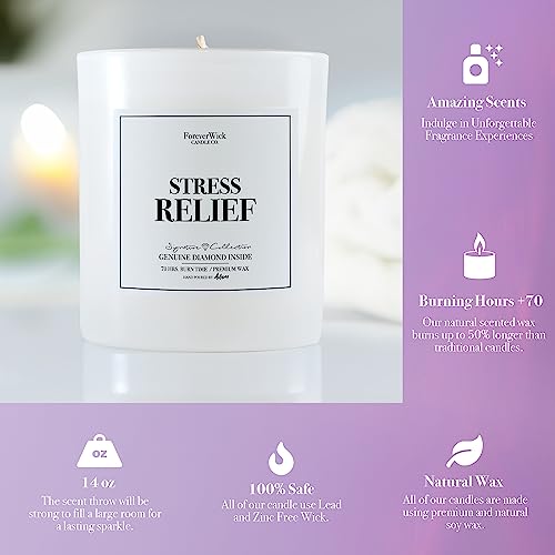 Foreverwick Stress Relief Candle | Diamond Candle Gift | Relaxing Candle Scent | Aromatherapy Candle for Bath, Destress & Clearance | Strong Scented Candles for Decor | 14 oz & 70 Hours Burning Time