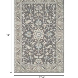 SAFAVIEH Blossom Collection Accent Rug - 2'3" x 4', Dark Grey & Light Brown, Handmade Wool, Ideal for High Traffic Areas in Entryway, Living Room, Bedroom (BLM217A)