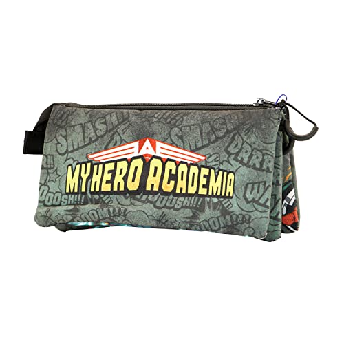 KARACTERMANIA My Hero Academia Battle-Triple Fan Pencil Case, Military Green, Army Green, Talla única, FAN Battle Triple Pencil Case