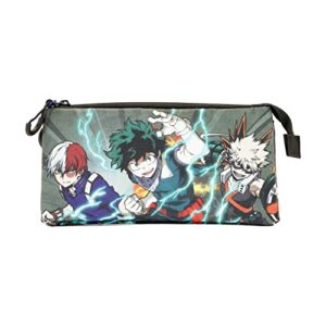 KARACTERMANIA My Hero Academia Battle-Triple Fan Pencil Case, Military Green, Army Green, Talla única, FAN Battle Triple Pencil Case