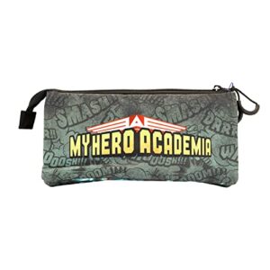 KARACTERMANIA My Hero Academia Battle-Triple Fan Pencil Case, Military Green, Army Green, Talla única, FAN Battle Triple Pencil Case