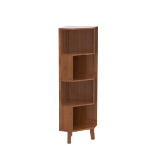 WILK 4-Tier Cube Corner Bookshelf Bamboo Corner Bookcase, Brown, 2.8(L) x 14.5(W) x 54(H)