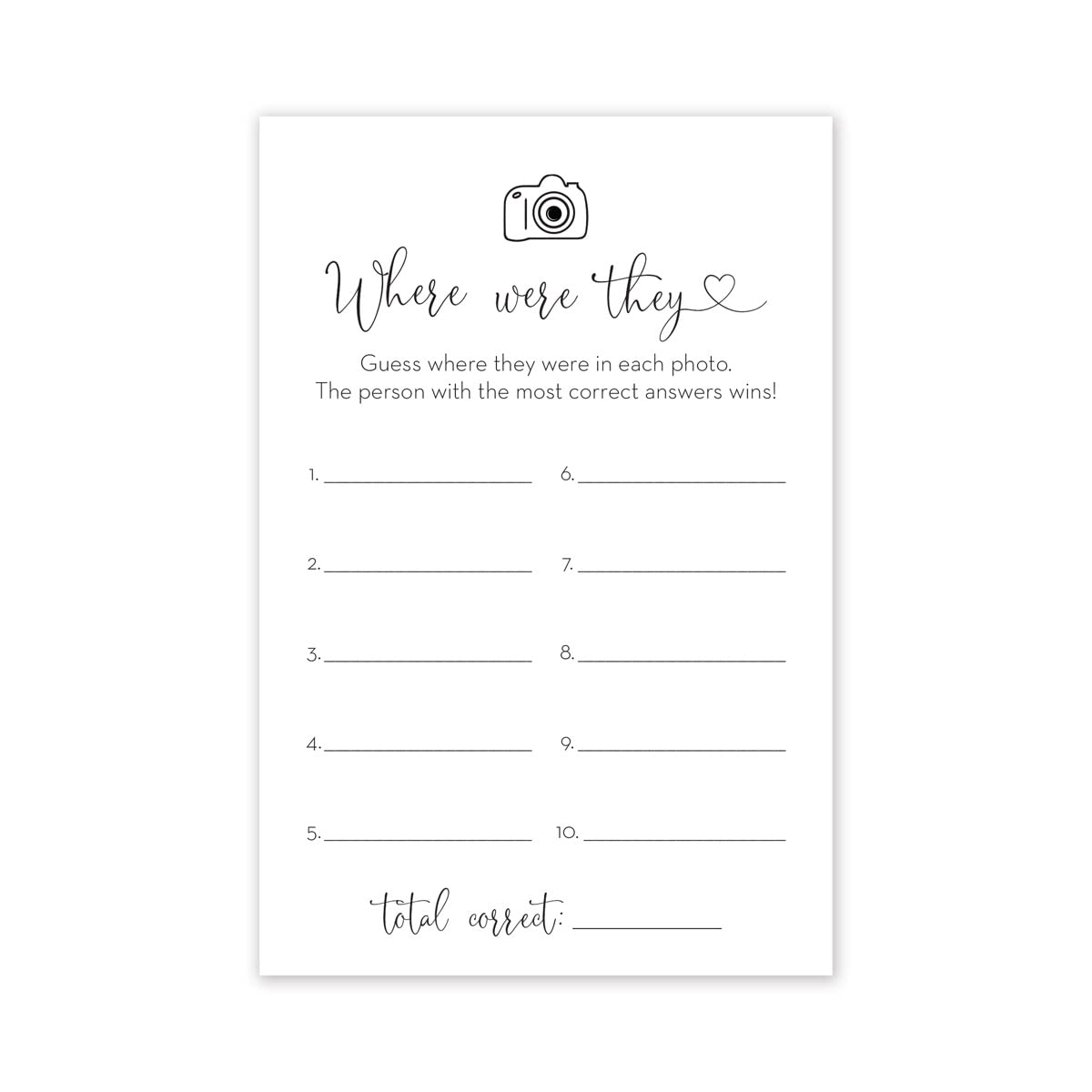 InvitationHouse Where Were They Bridal Shower Game - 48 Cards (Minimalist)