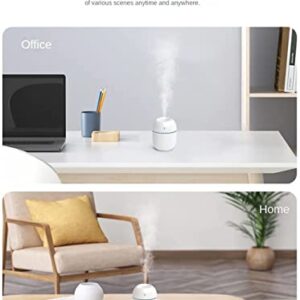 Portable Mini Humidifier, 220ml Small Cool Mist Humidifier, USB Personal Desktop Humidifier for Baby Bedroom Travel Office Home, Auto Shut-Off, 2 Mist Modes, Super Quiet (White)