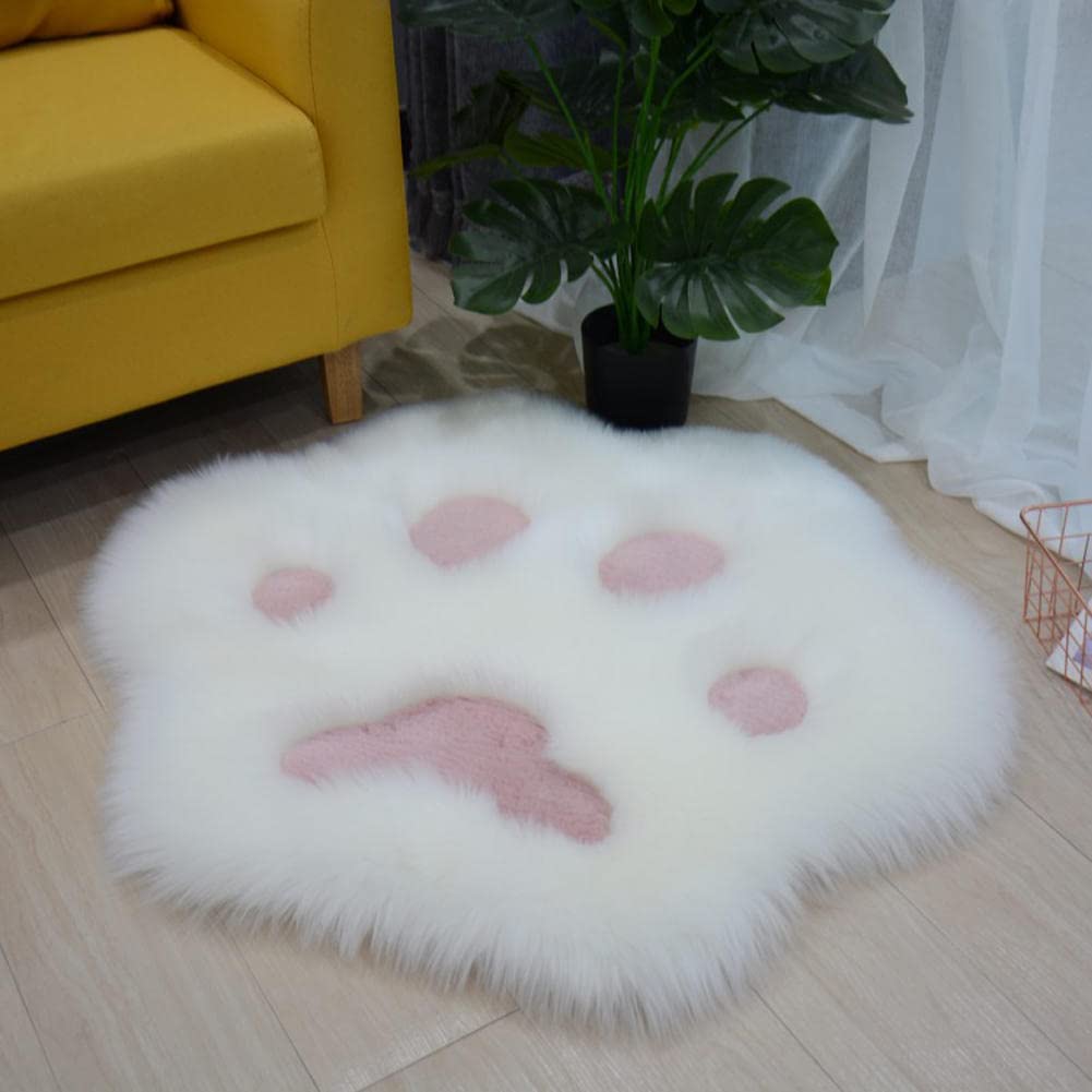 JINYISI Bedroom Rug,cat paw Rug,Area Rugs,Rugs for Bedroom,Shaggy Carpet for Kids Room,Non Slip Small Bedside Rug,Fuzzy Rug(23.6inch)