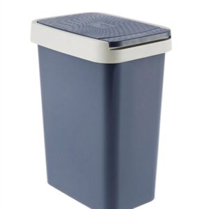 Plastic Garbage Can 3 Gallon Small Wastebasket Narrow Garbage Can with Lid Rectangle Trash Can for Kitchen, Bathroom, Bedroom, Home Office, Craft Room, Dorm Room, Powder Room (Navy blue)