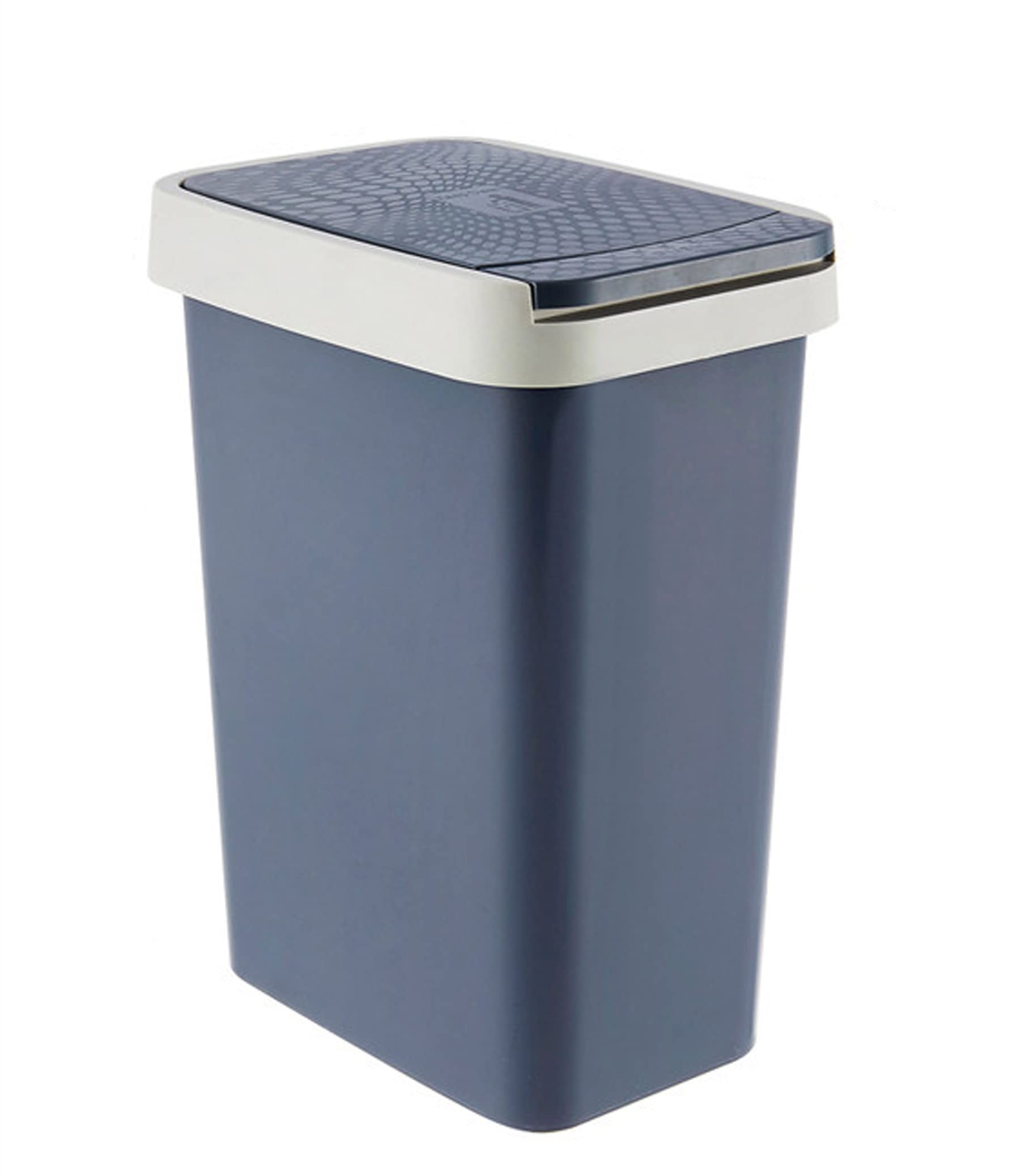 Plastic Garbage Can 3 Gallon Small Wastebasket Narrow Garbage Can with Lid Rectangle Trash Can for Kitchen, Bathroom, Bedroom, Home Office, Craft Room, Dorm Room, Powder Room (Navy blue)