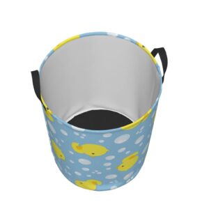 Gbuzozie 38L Round Laundry Hamper Cute Rubber Ducks Storage Basket Waterproof Coating Organizer Bin For Nursery Clothes Toys