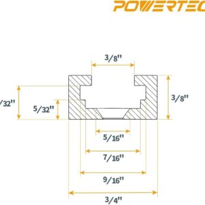 POWERTEC 71694 1-33/64" T-Track Inline and Short Stop Kit, T Track Stop Block for T-Track Woodworking, Sanding, and Routing, 4 Count, Pack of 1