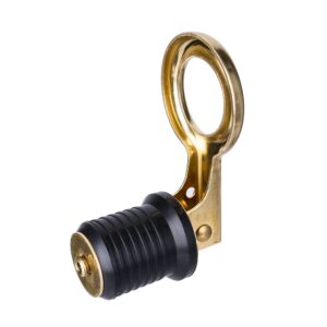 Young Marine Snap-Handle Drain Plug, for 1-Inch-Diameter Drains, Locks in Place, Brass Handle, Rubber Plug (2)