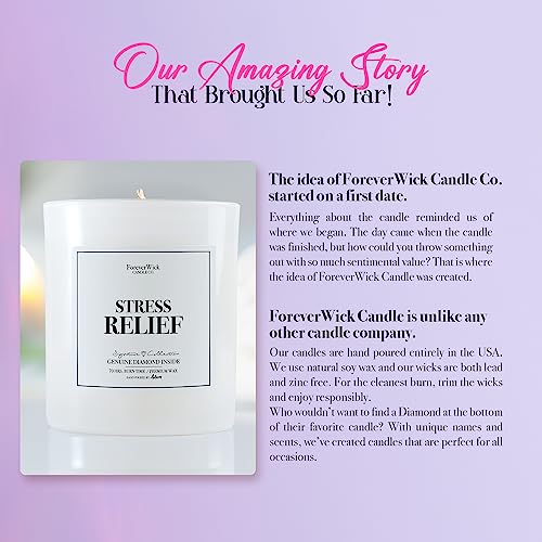 Foreverwick Stress Relief Candle | Diamond Candle Gift | Relaxing Candle Scent | Aromatherapy Candle for Bath, Destress & Clearance | Strong Scented Candles for Decor | 14 oz & 70 Hours Burning Time