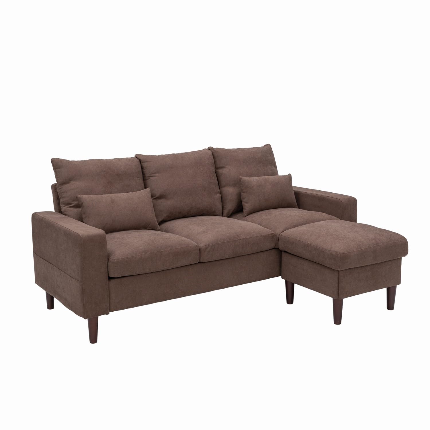 Panana Modern Convertible Reversible L-Shaped Sectional Sofa Couch Set for Small Living Room, Apartment, Office (Brown)