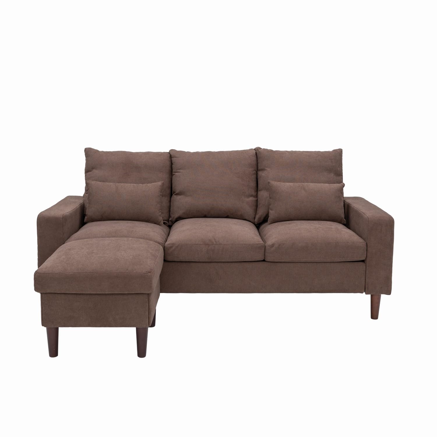 Panana Modern Convertible Reversible L-Shaped Sectional Sofa Couch Set for Small Living Room, Apartment, Office (Brown)