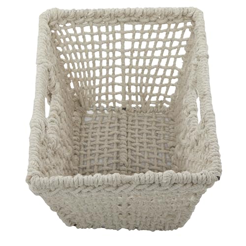 Deco 79 Farmhouse Cotton Storage Basket, 9", 8"H, White