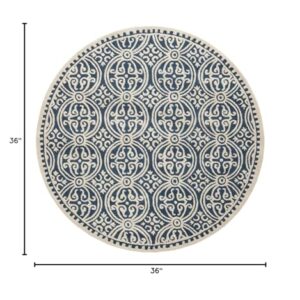 SAFAVIEH Cambridge Collection 3' Round Navy Blue/Ivory CAM123G Handmade Moroccan Wool Entryway Foyer Living Room Bedroom Kitchen Area Rug