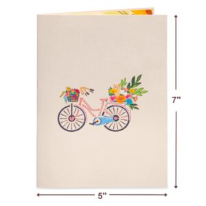 Paper Love 3D Flower Bike Spring Pop Up Card, Gift for Birthday, Wedding, Anniversary, Mothers Day, Thank You, Get Well, All Occasion or Just Because - 5" x 7" Cover - Includes Envelope and Note Tag