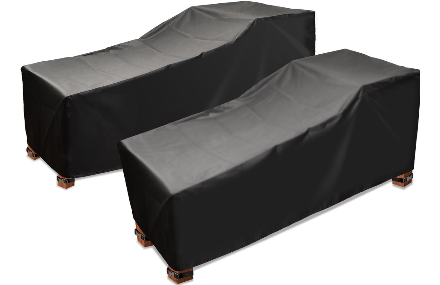 CKCLUB Patio Chaise Lounge Covers Waterproof Outdoor Lounge Chair Cover Heavy Duty UV Resistant for Outdoor Pool Lounge Chair 2 Pack Black - 86L x 35W x 32H inch