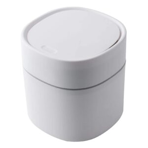 ltytz mini trash can with lid desk small trash can for bathroom vanity, desktop, tabletop or coffee table - dispose of cotton rounds, makeup sponges, tissues; 2 liter (square press - white)