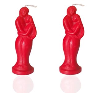 rajasthaniartdecor man woman colour love couple home décor candle size 5.5 inches (red pack of 2), red,pink (radc002-v)