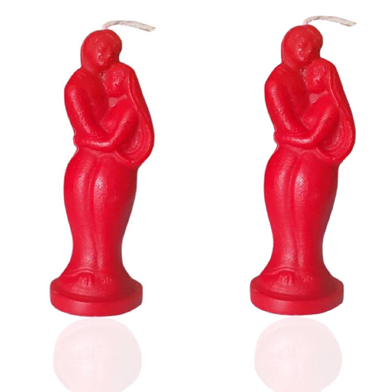 Rajasthaniartdecor Man Woman Colour Love Couple Home Décor Candle Size 5.5 Inches (Red Pack of 2), Red,pink (RADC002-V)