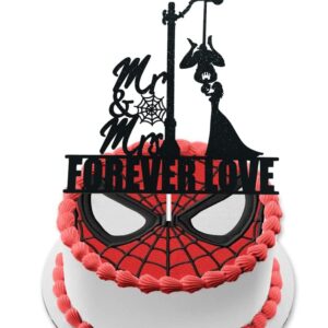 Funny Wedding Cake Topper,Bride and Groom Silhouette Wedding Cake Topper,Couple Cake Topper,Kissing Cake Topper,Super Hero Theme Wedding Cake Topper