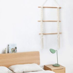 Ochine Macrame Wall Hanging Shelf Wall Towel Racks Boho 3 Tier Handmade Floating Shelves Toilet Paper Display Rack Farmhouse Towel Holder Plant Decor Shelf for Bathroom Kitchen Home Decor