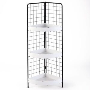 the lakeside collection metal corner shelf - 3 tier rustic farmhouse shelving display unit - white