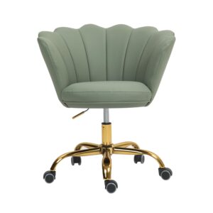 hegmentine modern home office chair desk chair task with wheels swivel vanity chair makeup chair height adjustable chairs velvet living room, bedroom (olive green)