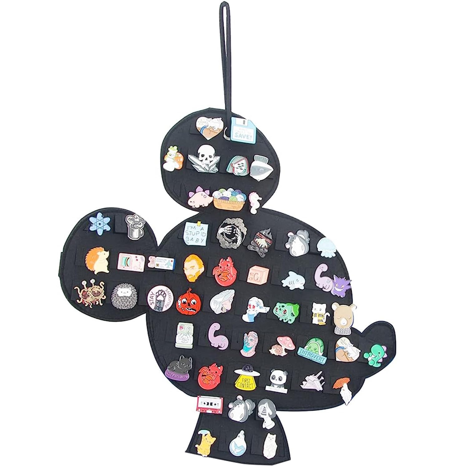 JOYMOMO Hanging Brooch Pin Organizer Enamel Pin Display Cute Cartoon Shape Brooch Pin Display Storage Holder for Brooch Pin(Without Accessories) (black-mouse)