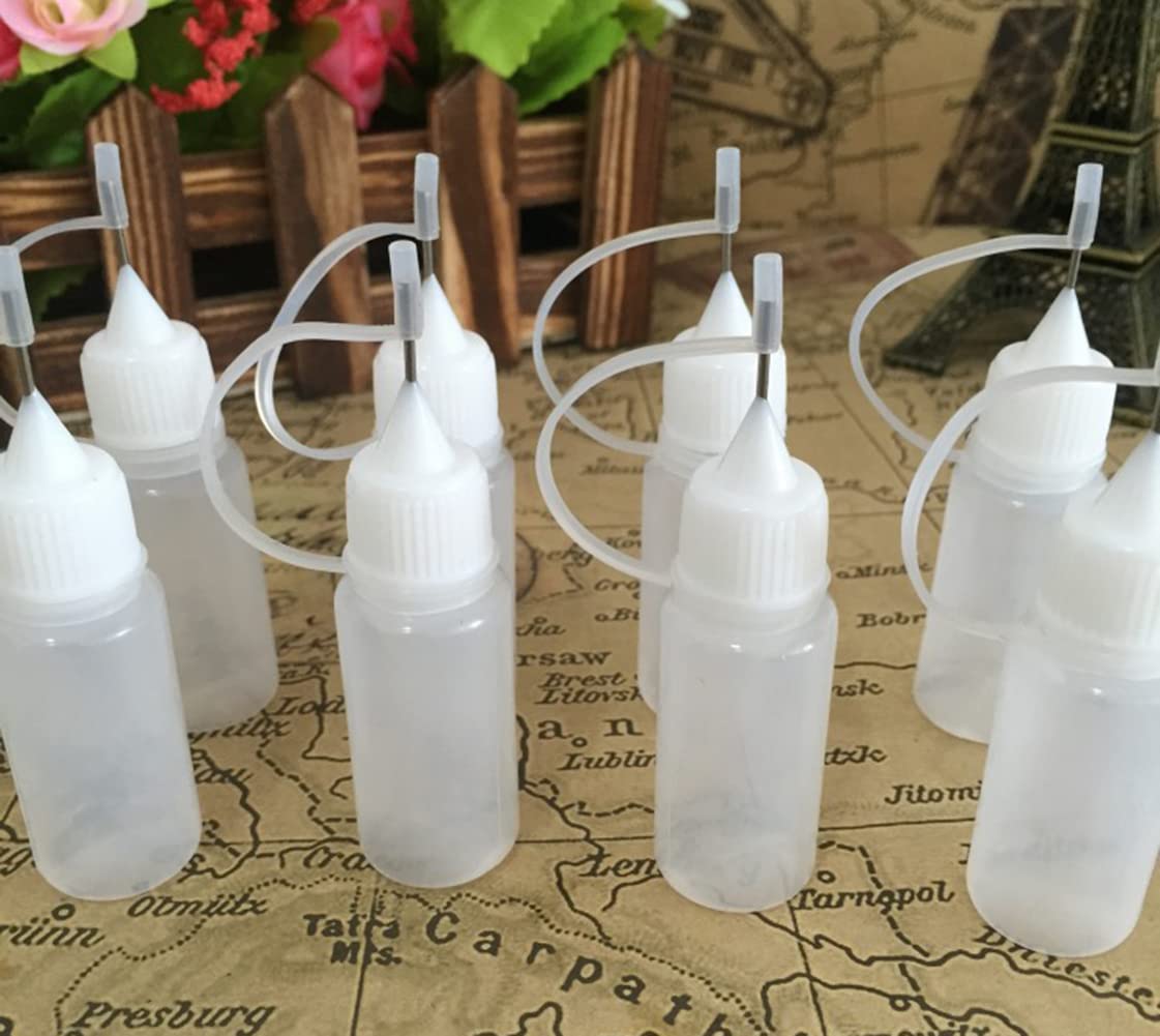 12 Pcs 10ml (0.3 oz) Squeezable Plastic Tip Applicator Bottle Dropper Bottles with Tip Caps Glue Bottle Applicator