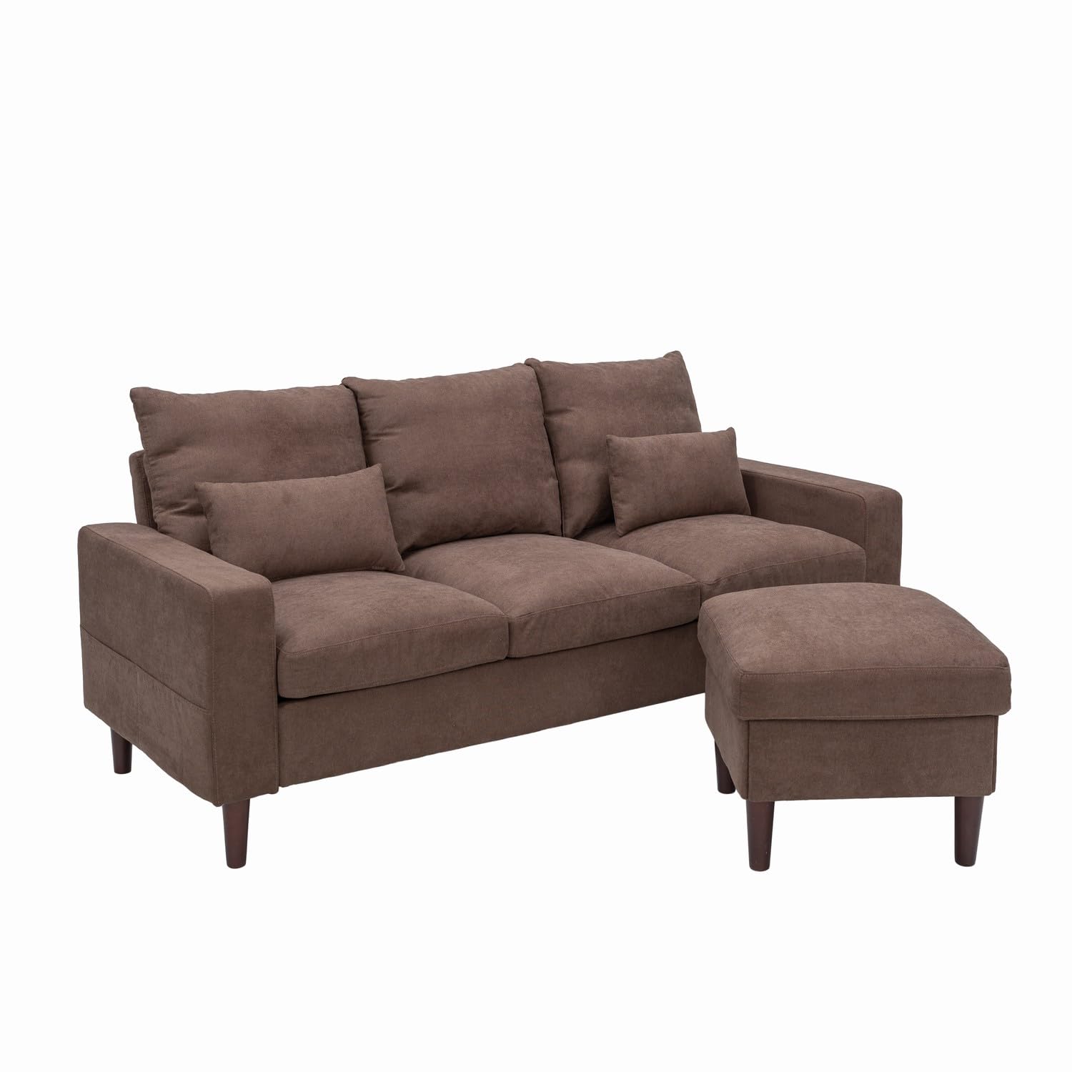 Panana Modern Convertible Reversible L-Shaped Sectional Sofa Couch Set for Small Living Room, Apartment, Office (Brown)