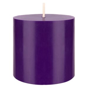 mega candles 1 pc unscented purple round pillar candle, hand poured premium wax candles 3 inch x 3 inch, home décor, wedding receptions, baby showers, birthdays, celebrations, party favors & more