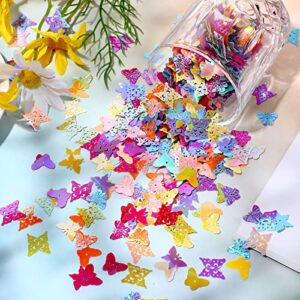 Butterfly Party Table Confetti Colorful Butterfly Confetti Glitter Holographic Flake Sequins Engagement Bridal Shower Mother's Day Party Birthday Sprinkles Scatter Confetti Decorations, 3.52 Oz/100 g