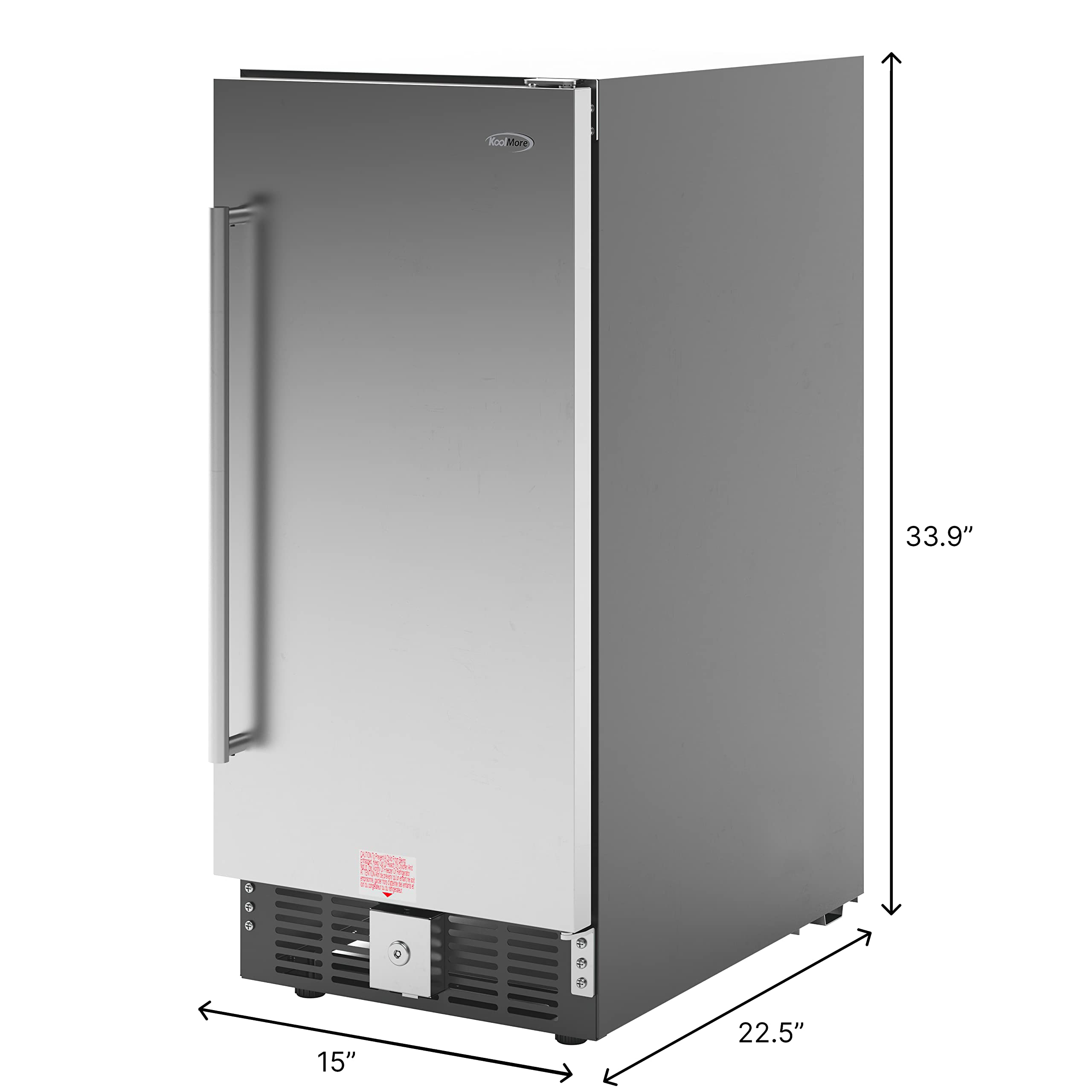 KoolMore 15” Inch 3 Cu. Ft. Built-In Mini Fridge for Food and Beverages with 3 Glass Shelves, Stainless Steel Door, LED Light for Home, Office, Garage, or Dorm Room Use (KM-BIR3C-SS)