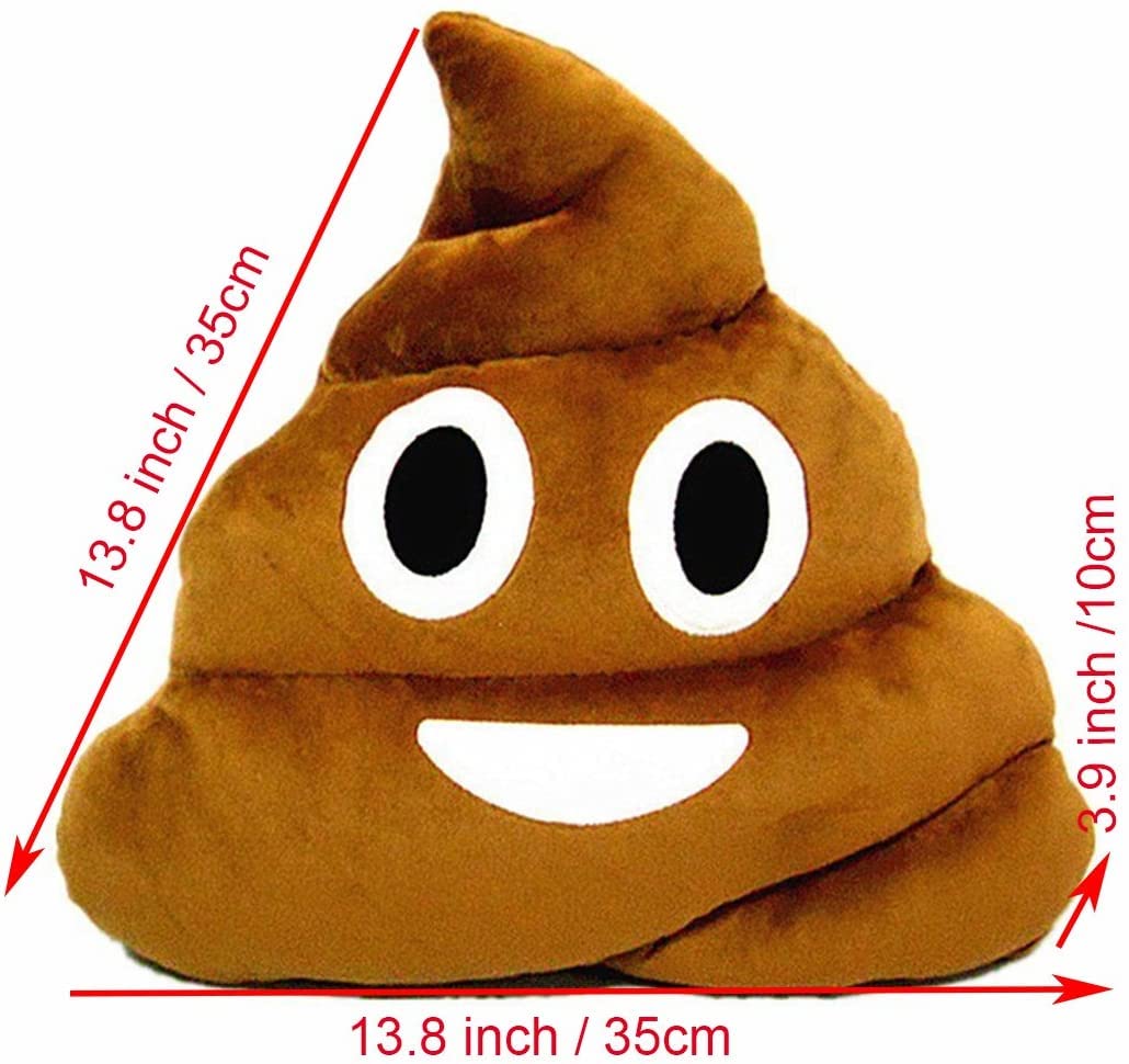 HongMall Cute Plush Poop Pillow Cushion Toy Throw Pillows Gift for Friends, Kids and Dogs, 13.8x13.8 Inch (Brown)