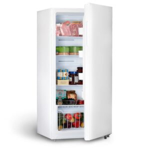 techomey frost free upright freezer/refrigerator 13.8 cu.ft, standing freezer with front single door for garage, no handle, white