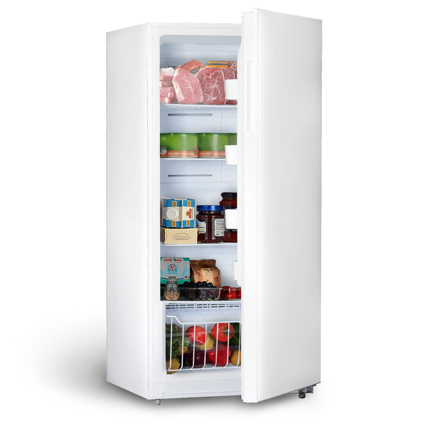 Techomey Frost Free Upright Freezer/Refrigerator 13.8 Cu.Ft, Standing Freezer with Front Single Door for Garage, No Handle, White