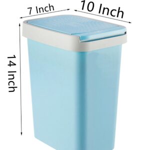 Plastic Garbage Can 3 Gallon Small Wastebasket Narrow Garbage Can with Lid Rectangle Trash Can for Kitchen, Bathroom, Bedroom, Home Office, Craft Room, Dorm Room, Powder Room (Navy blue)