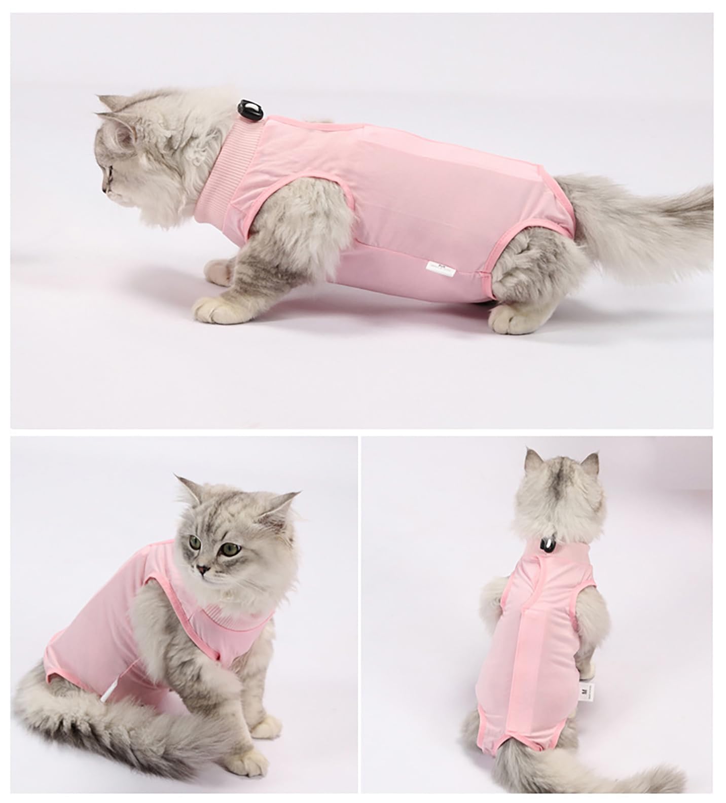 Cat Surgery Suit Surgical Cat Professional Recovery Suit for Abdominal Wounds or Skin Diseases, E-Collar Alternative for Cats and Dogs, After Surgery Wear, Cat Surgical Mask (M, Pink)