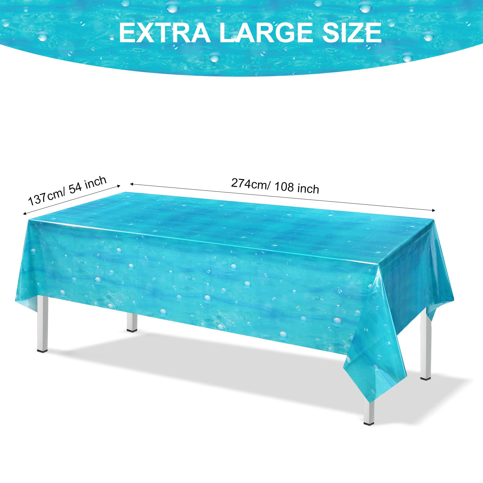 Tiamon 3 Pcs Underwater Bubbles Table Cover Ocean Waves Tablecloth Bubble Water Print Plastic Table Cover for Under The Ocean Beach Pool Mermaid Birthday Party Baby Shower Supplies (54 x 108 Inch)