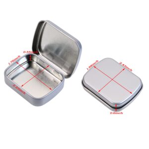 Mini Skater Small Metal Portable Storage Box, Mini Rectangle Empty Hinged Tins with Lid, Home Organizer for Drawing Pin, Pills, Candies, Earring and Jewelry Craft, Silver Grey (4)